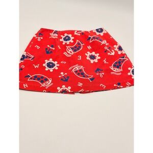 Vintage Style Nautical Skort Red Blue White Sailboat Anchor Print Mini